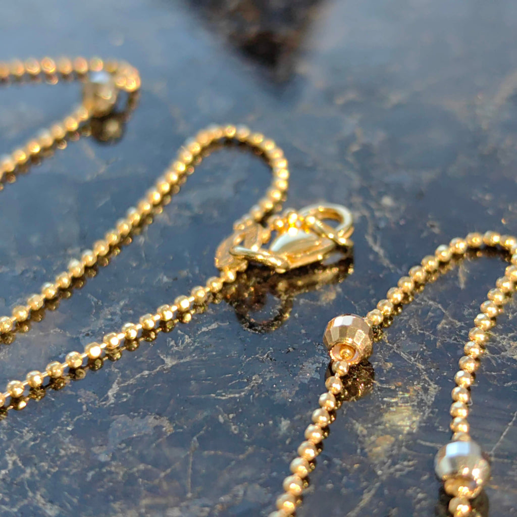 Vintage 10k Gold 42 cm Beaded Chain