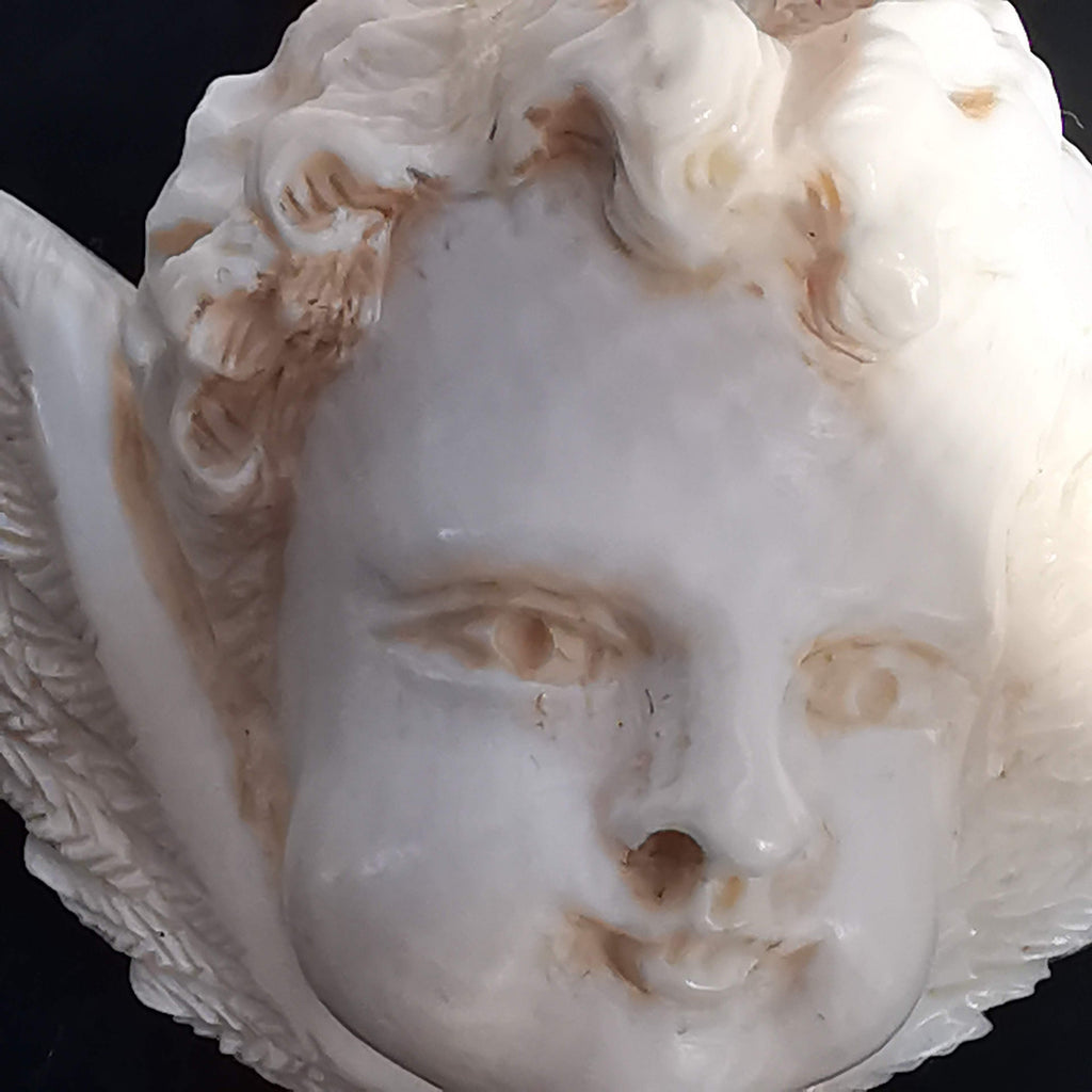 Victorian Bone Cherub Brooch: Hand Carved Angel Pin, 19th Century