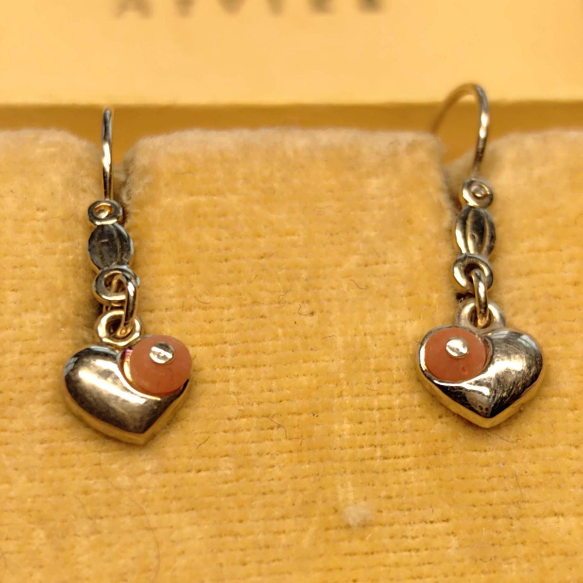 Antique Vintage Mediterranean Red Coral Heart Shaped Love Dangle Solid 8k Gold Drop Mid Century Charm Earrings Gift for Her Present
