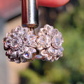 Art Deco 18k Gold Diamond Floral Stud Earrings: 0.68 ct, 1940s Vintage