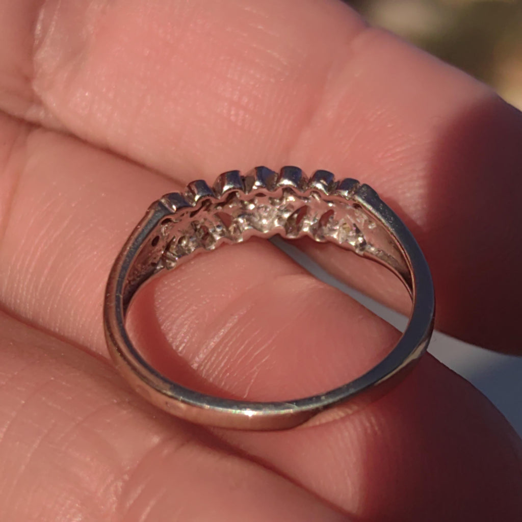 Natural Diamond 14K Solid White Gold Elegant Antique Mid Century Engagement Ring Gift for Her Present