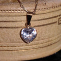 18k Solid Yellow Champagne Gold Heart Shaped Necklace Pendant Cubic Zirconia Crystal Bracelet Love Charm Elegant Gift for Her Vintage