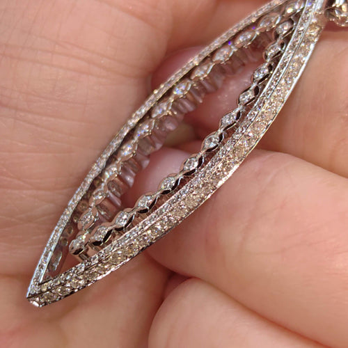 1.5ct Diamond 14K White Gold Necklace: Vintage Pavé Pendant