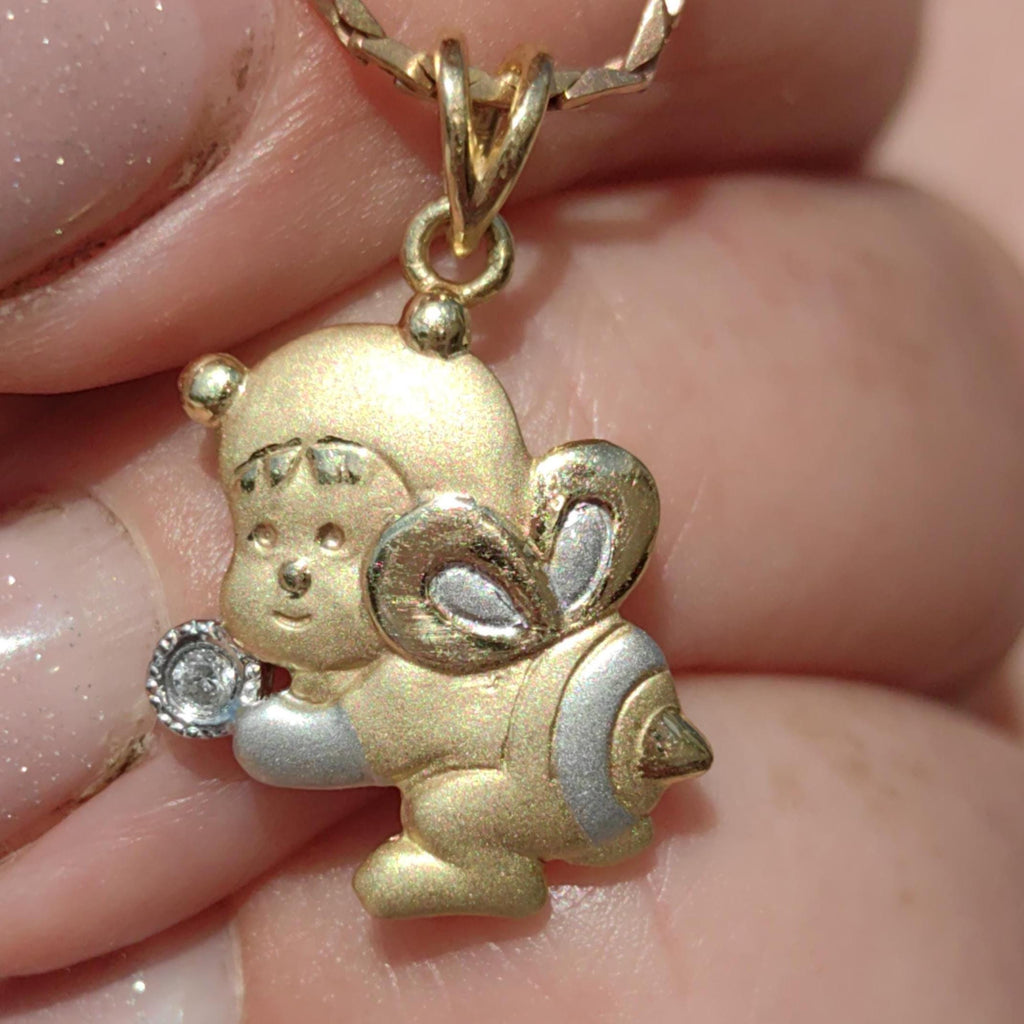 Vintage 14k Gold Bee Charm Pendant: Two-Tone Whimsical Jewelry