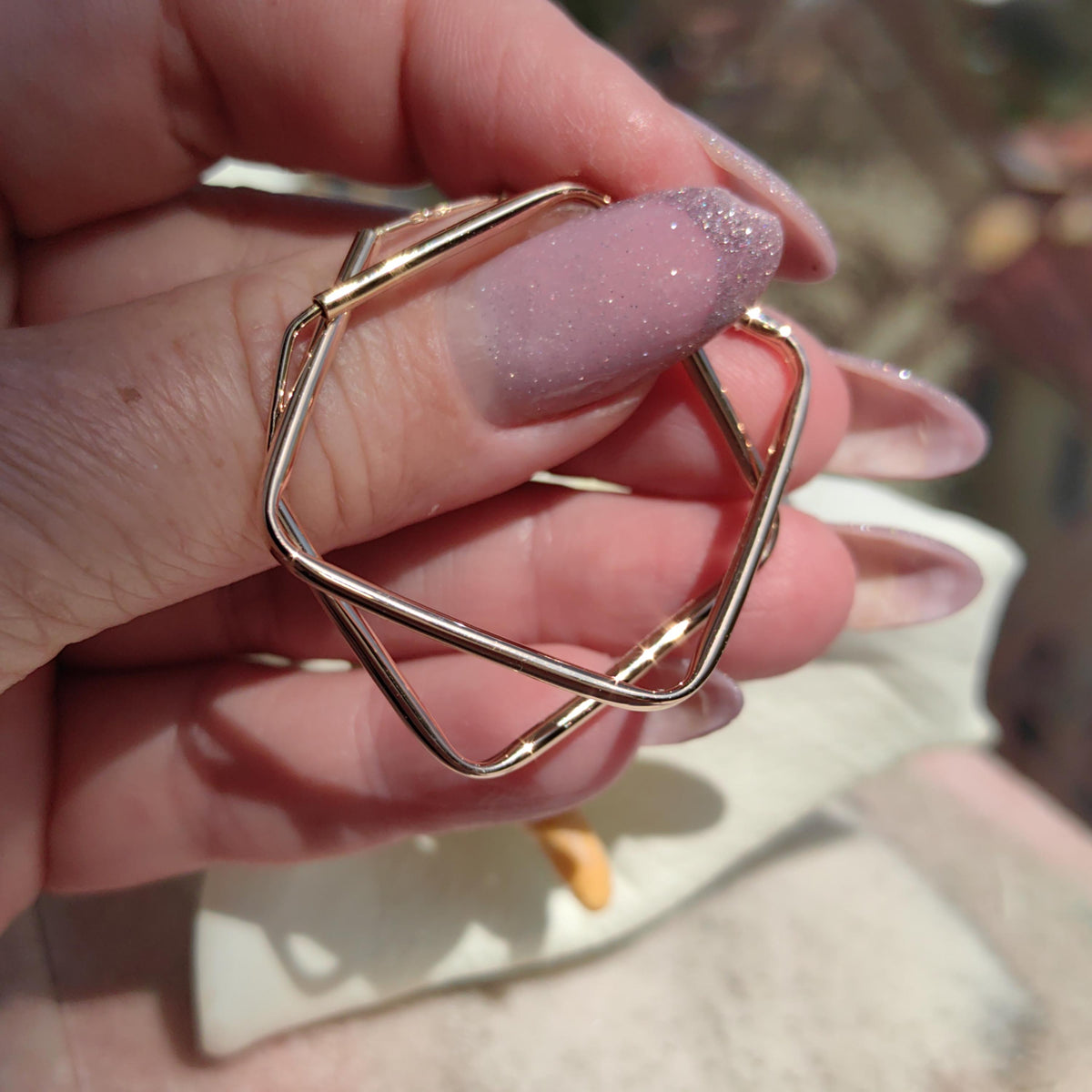 Vintage 14k Yellow Gold Square Hoop Earrings: Minimalist Geometric Jewelry