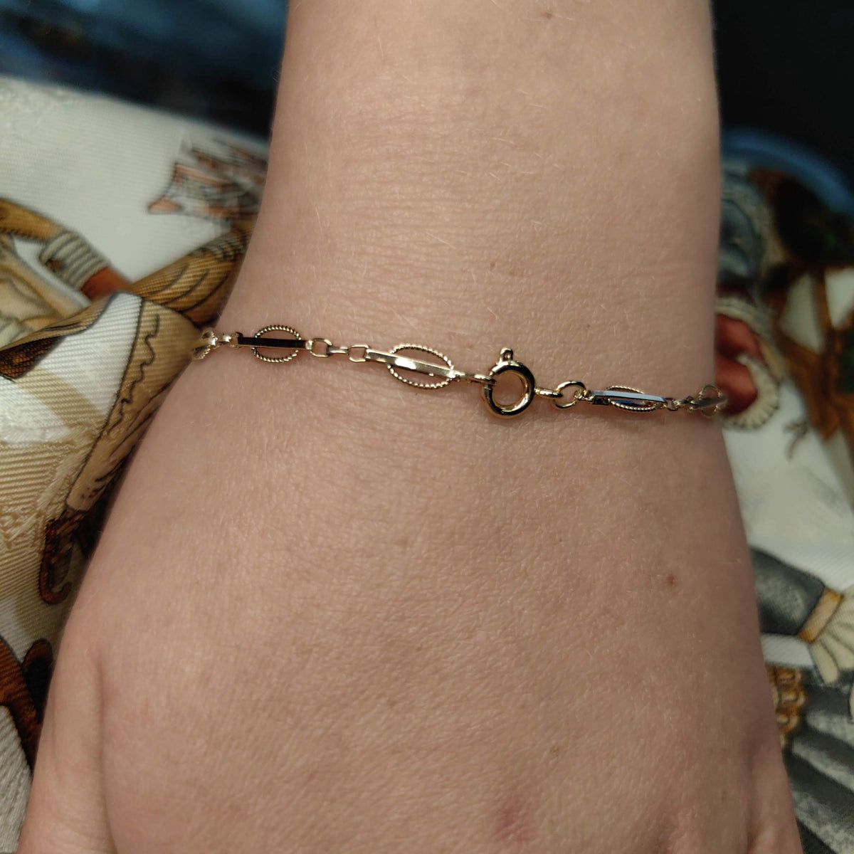 14k Solid Yellow-rose Gold Handmade Link Chain Bracelet for Charms 1890s Victorian Antique Vintage Elegant Classic Unisex Bracelet Gift her