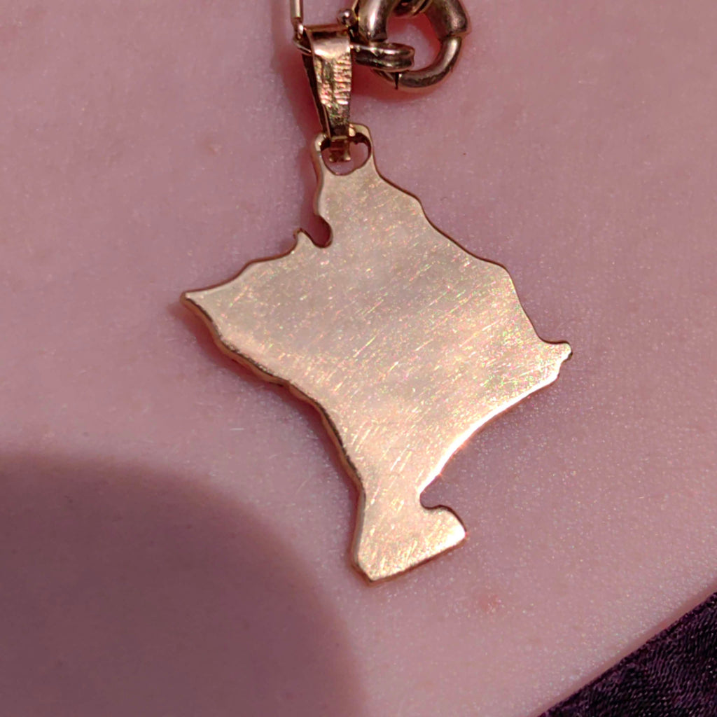 Vintage 18k Gold Virgin Mary Brazil Map Pendant Charm
