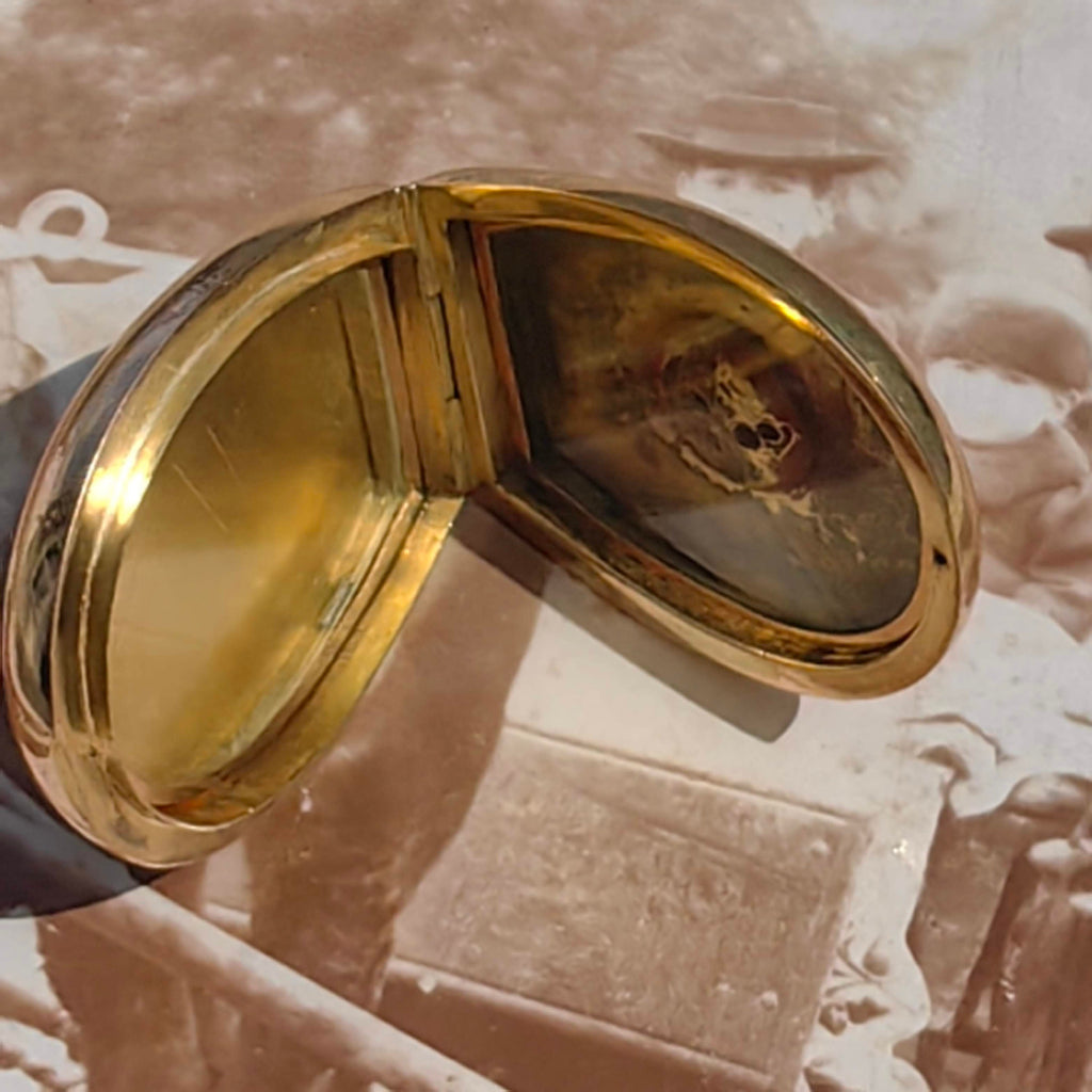 Antique 14k Gold Locket Pendant: Art Nouveau Enamel Horseshoe Design