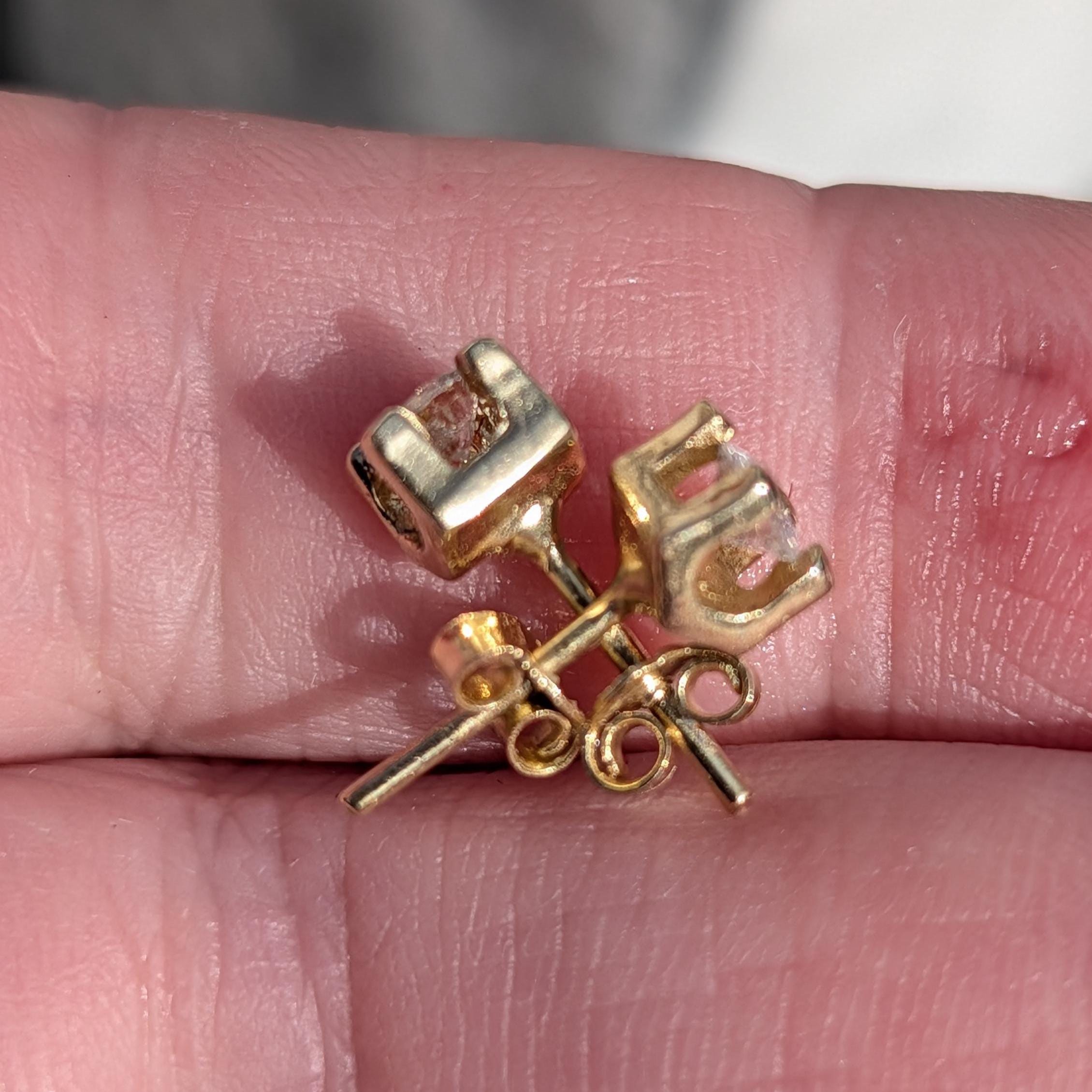 0.50ctw Studs Vintage 14k Solid yellow Gold Natural Diamond  Earrings Brilliant Cut  F VS-SI Solitaire Push Back 1980s Gift Gold Poussettes