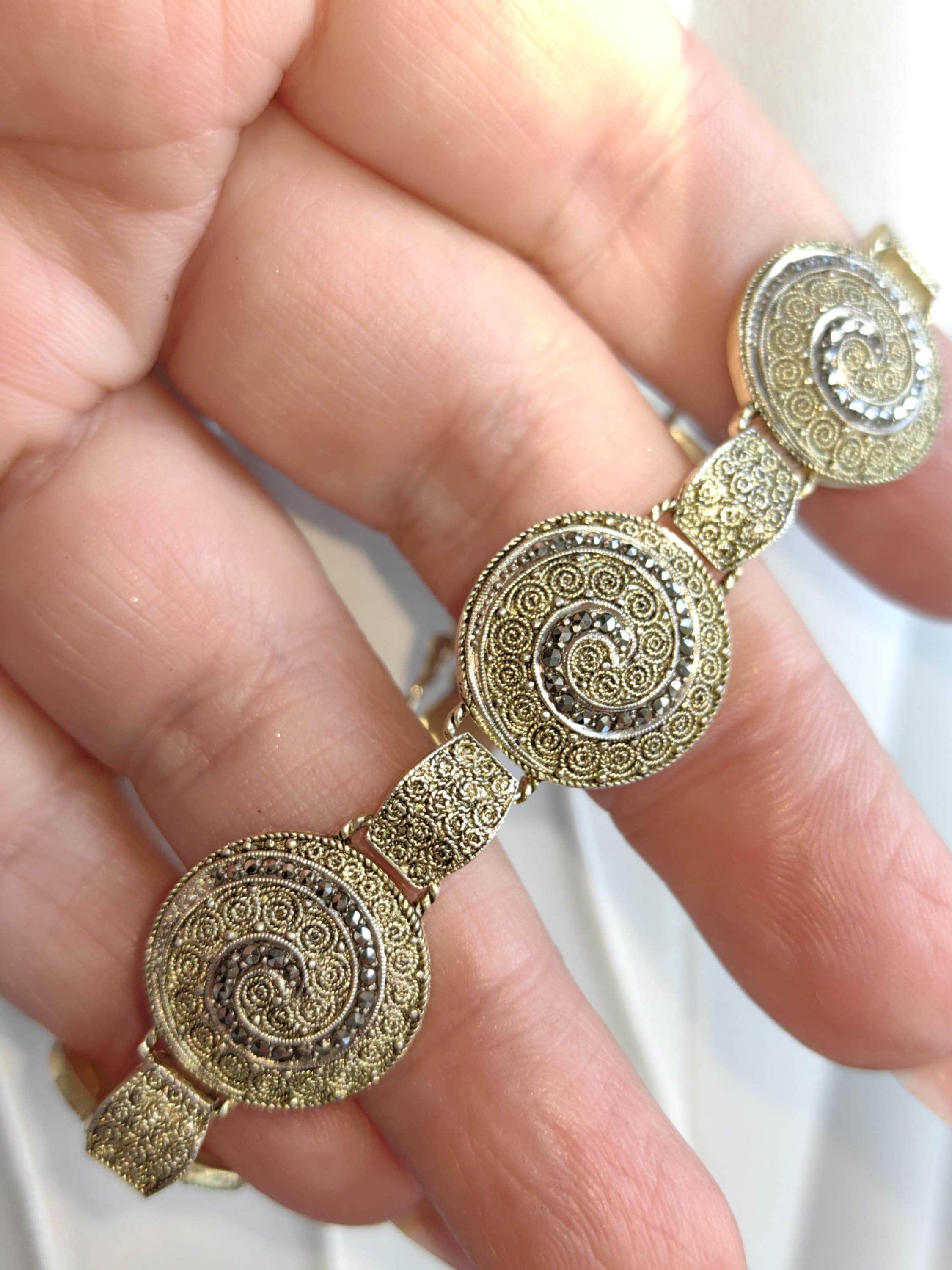 Art Deco Theodor Fahrner Silver Gilt Marcasite Bracelet