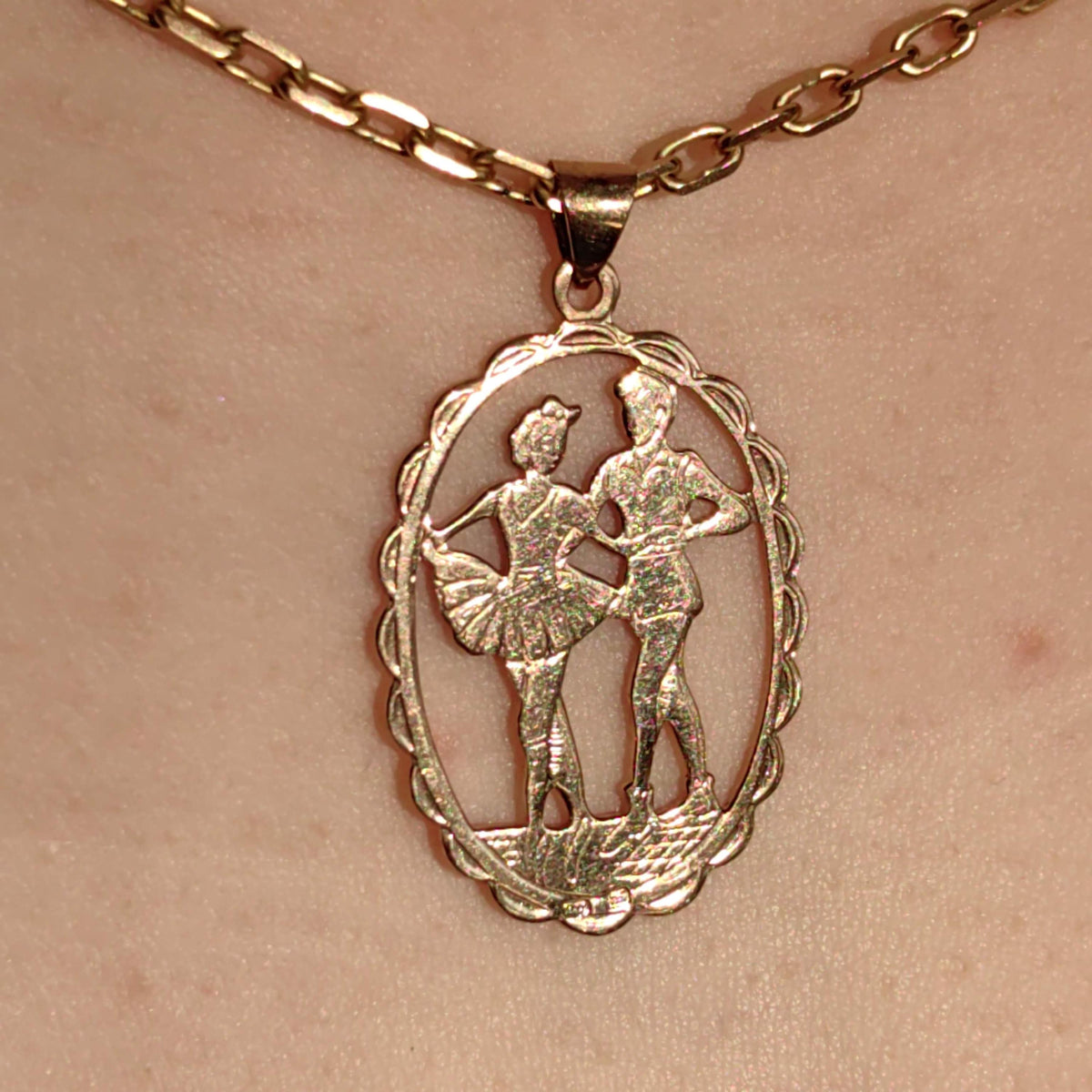 Vintage 14k Yellow Gold Ballet Dancers Pendant Charm