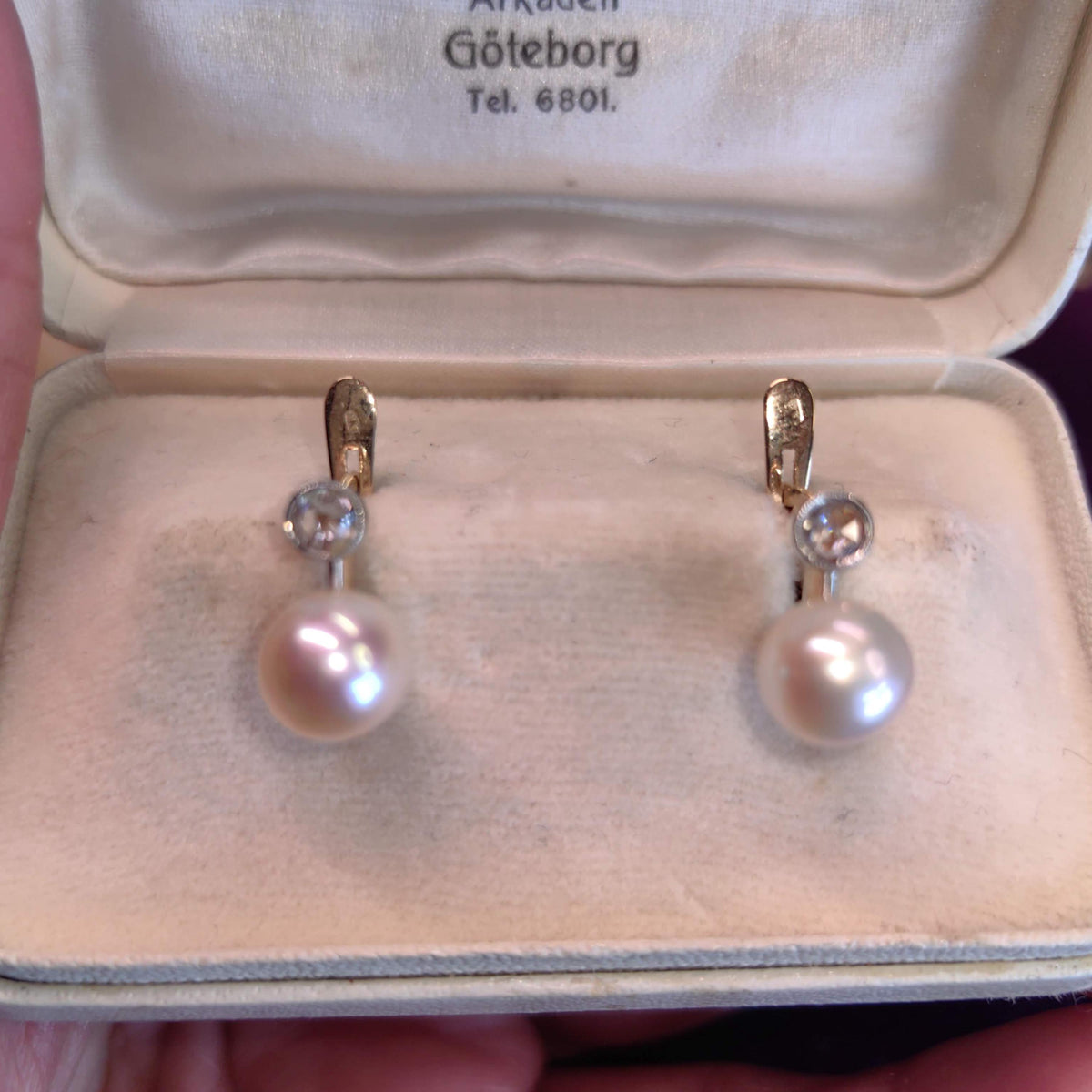 Art Deco Natural Pearl Earrings Rose Diamond 18k Solid Yellow Gold Handmade 1920s Antique Vintage  Elegant latch Back Closure Gift for Her