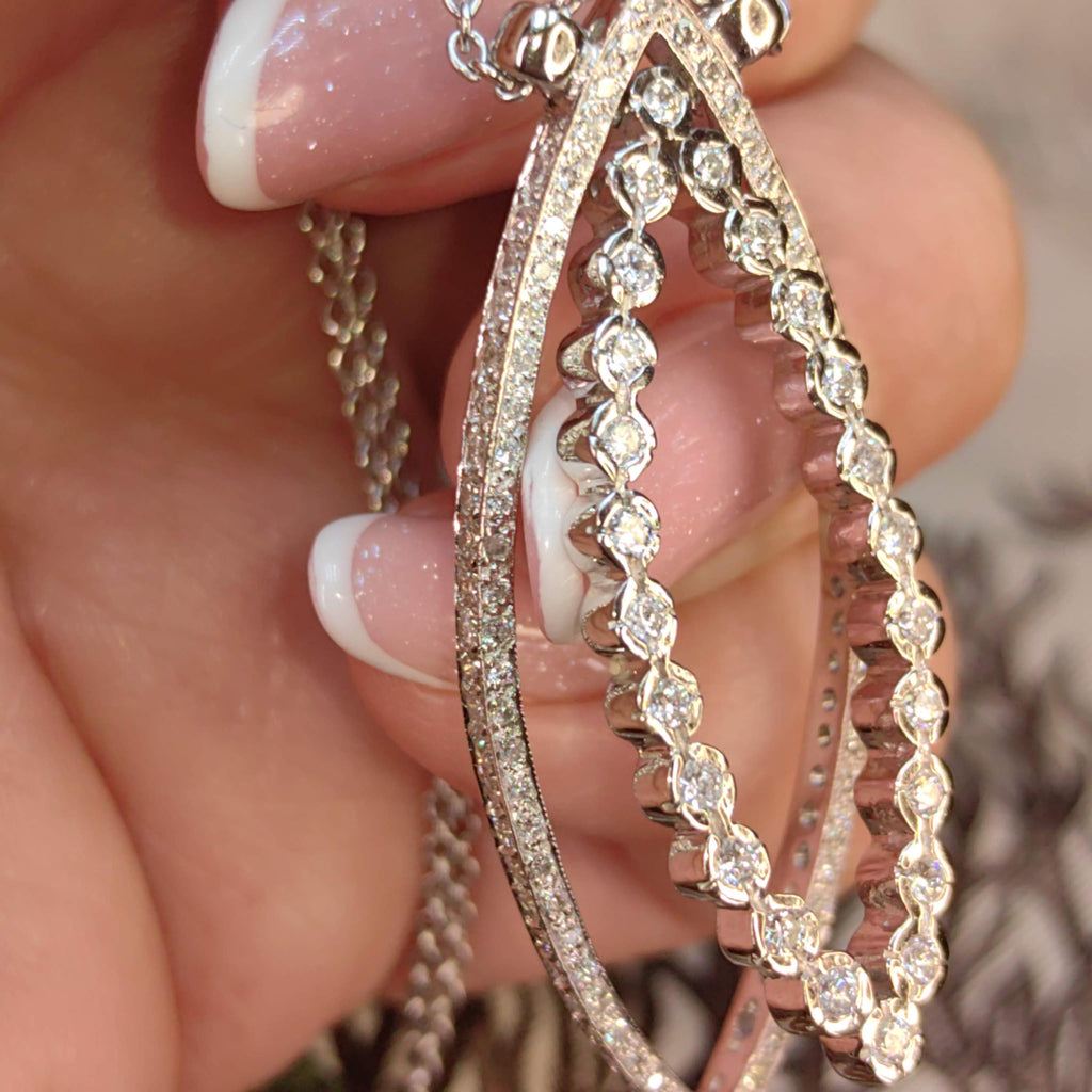 1.5ct Diamond 14K White Gold Necklace: Vintage Pavé Pendant