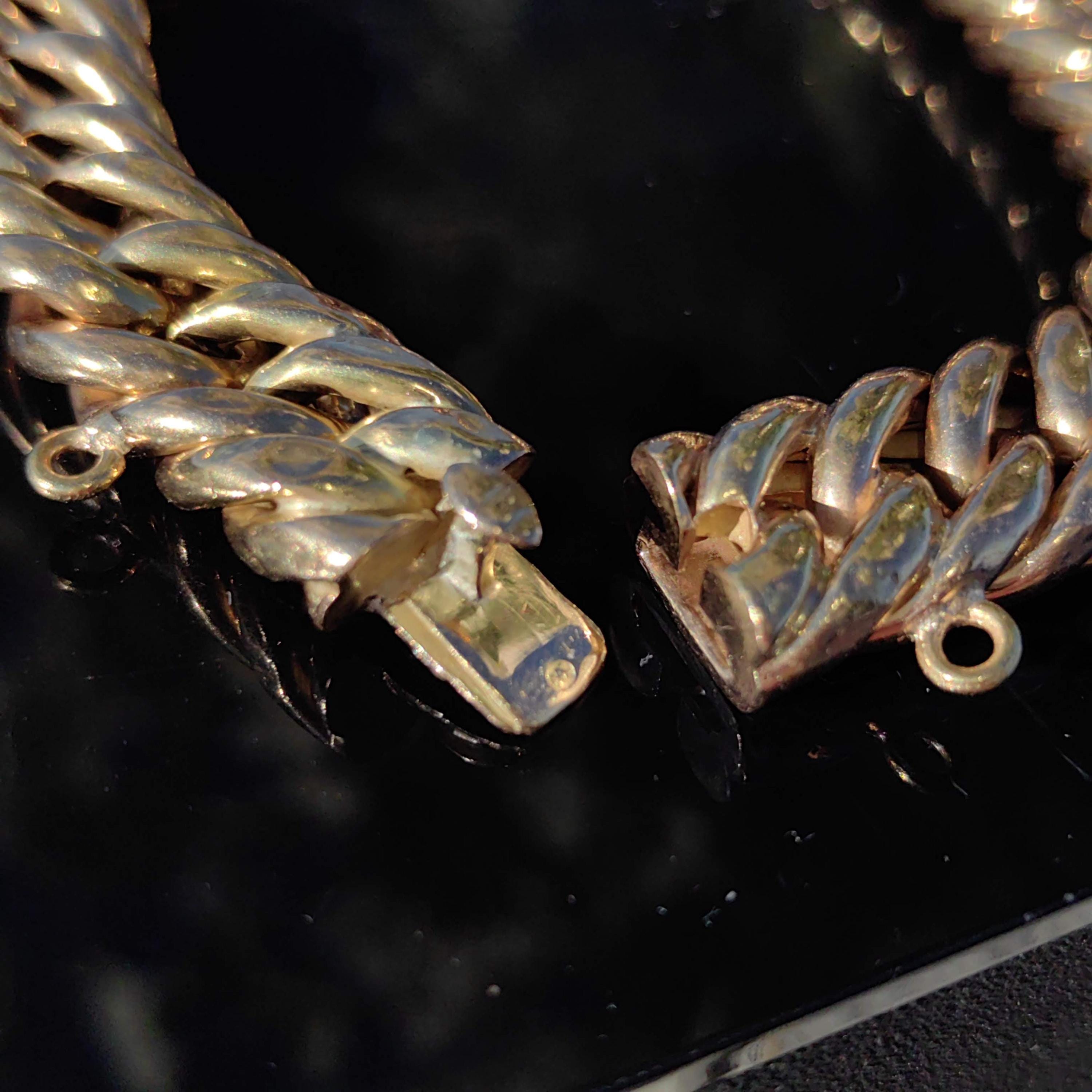 14k Solid Yellow Gold Hallmarked Cuban Curb Link Bracelet Handmade Charm Holder, 20cm Long Bracelet Gift Present
