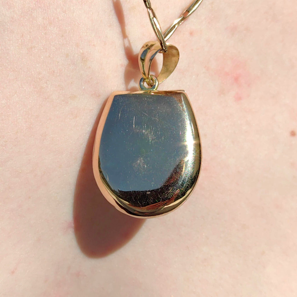 Antique 14k Gold Locket Pendant: Art Nouveau Enamel Horseshoe Design