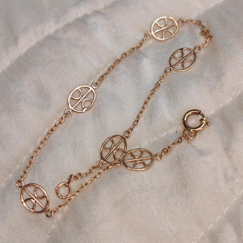 14k Yellow Gold Wheel Bracelet - Vintage Minimalist Chain