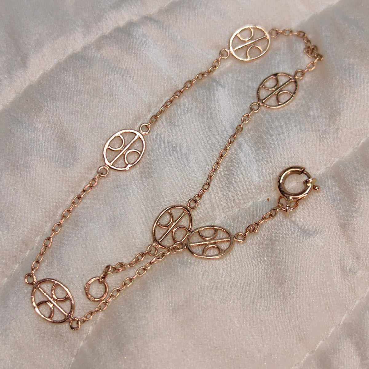 14k Yellow Gold Wheel Bracelet - Vintage Minimalist Chain