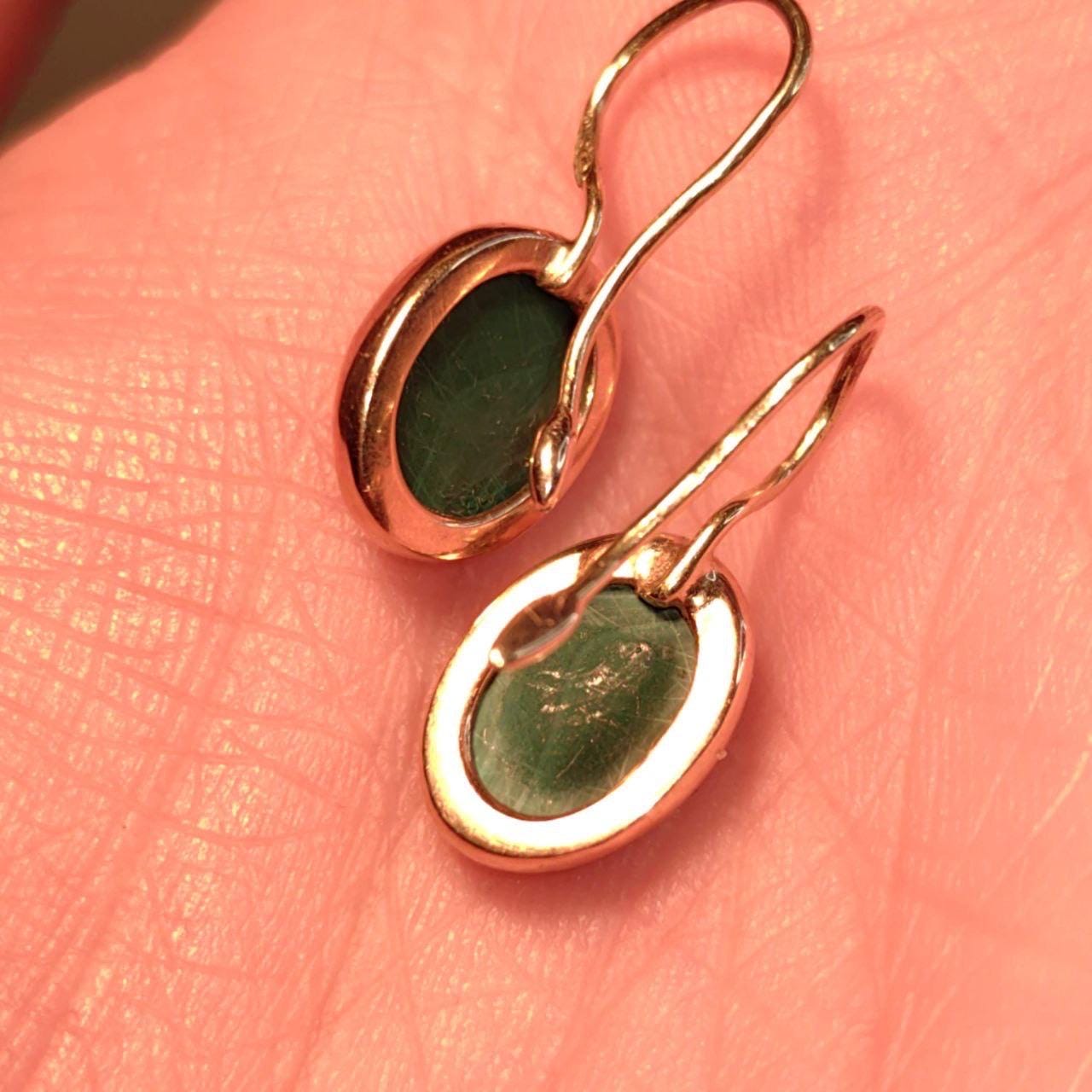 Vintage Art Nouveau Malachite 14k Gold Earrings