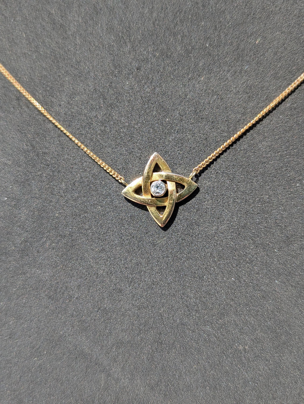 Floral Star Shape Diamond Pendant Necklace, Solid Hallmarked 18k Gold, 0.07 ct Diamond, 54.5 cm Chain Fine Jewelry Gift Necklace
