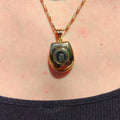 Antique 14k Gold Locket Pendant: Art Nouveau Enamel Horseshoe Design