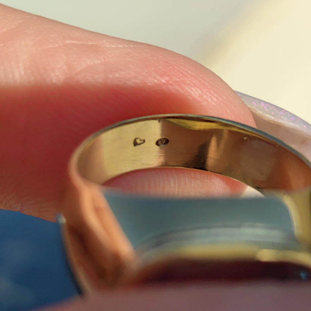 1940s Aquamarine 14k Yellow Gold Ring: Geometric Unisex Statement