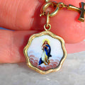 Antique Austrian-Hungarian 14k Gold Virgin Mary Enamel Pendant