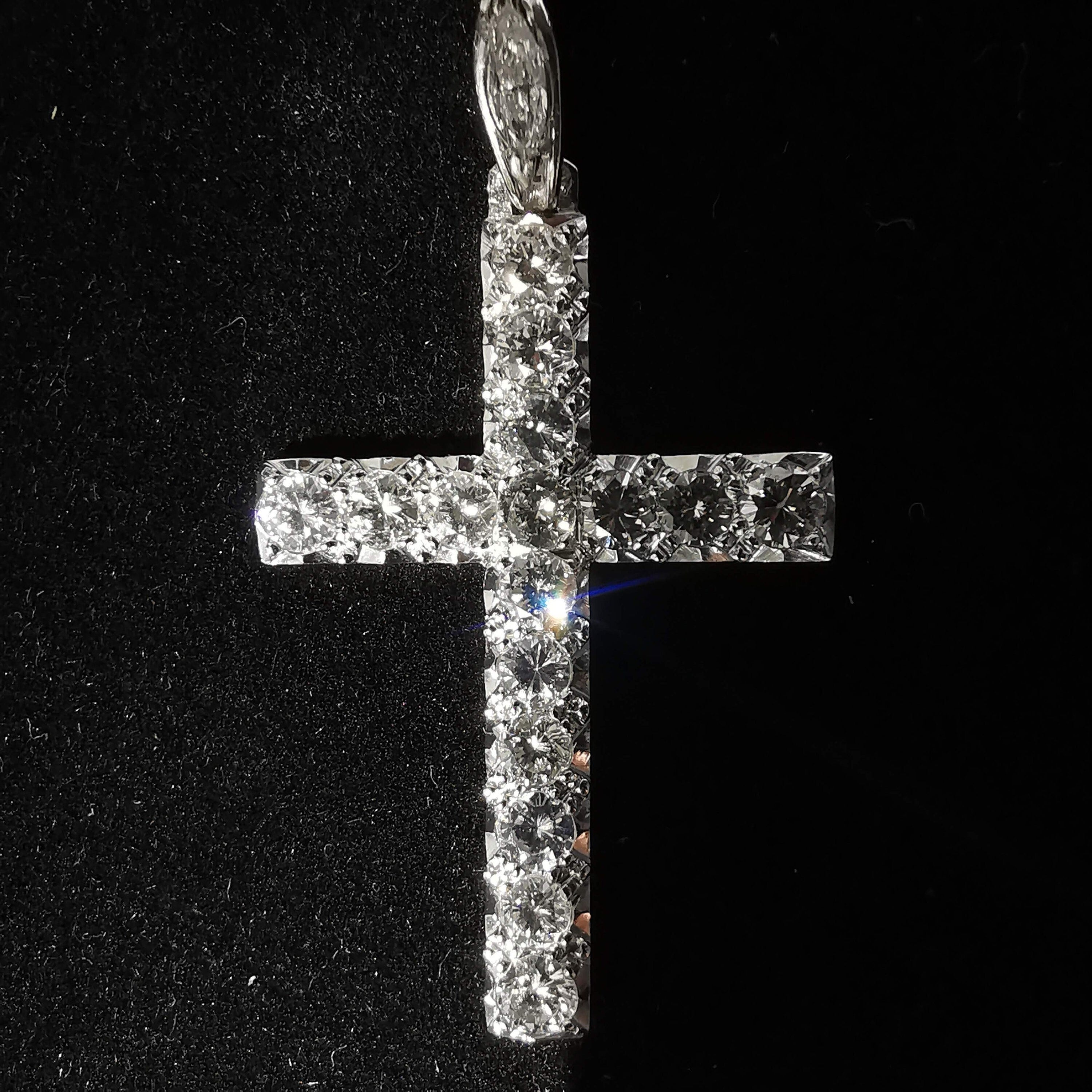 1920s Art Deco Diamond Cross Pendant, 1.85ct Diamonds, Platinum Antique Jewelry, Over 100 Years, US Duty Free HTS 9706
