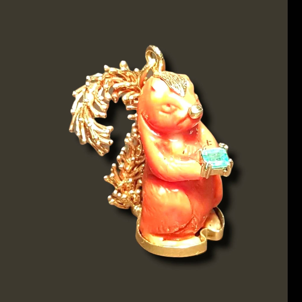 Coral squirrel pendant