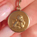 Vintage 18k Gold Cupid Angel Pendant: Religious Catholic Charm