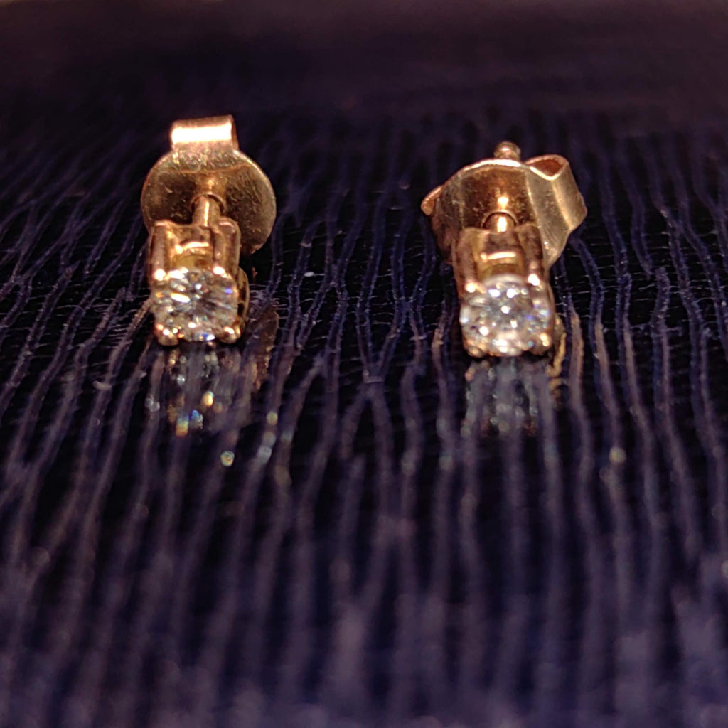 Vintage 0.18ct Diamond Solitaire Natural Elegant Classic Stud Earrings 14k  Yellow Gold Solitaire Earrings Gift for Her girlfriend Wedding