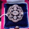 Vintage Art Deco Diamond Cocktail Ring: 18k Yellow Gold Flower Halo, Size 9.5