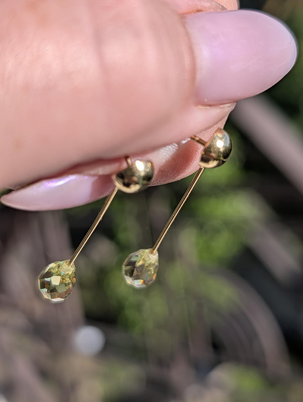 Natural Peridot Dangle Earrings 14k Solid Yellow Gold Hungarian Hallmarked Briolette Cut Green Gemstone Fine Jewelry Gift