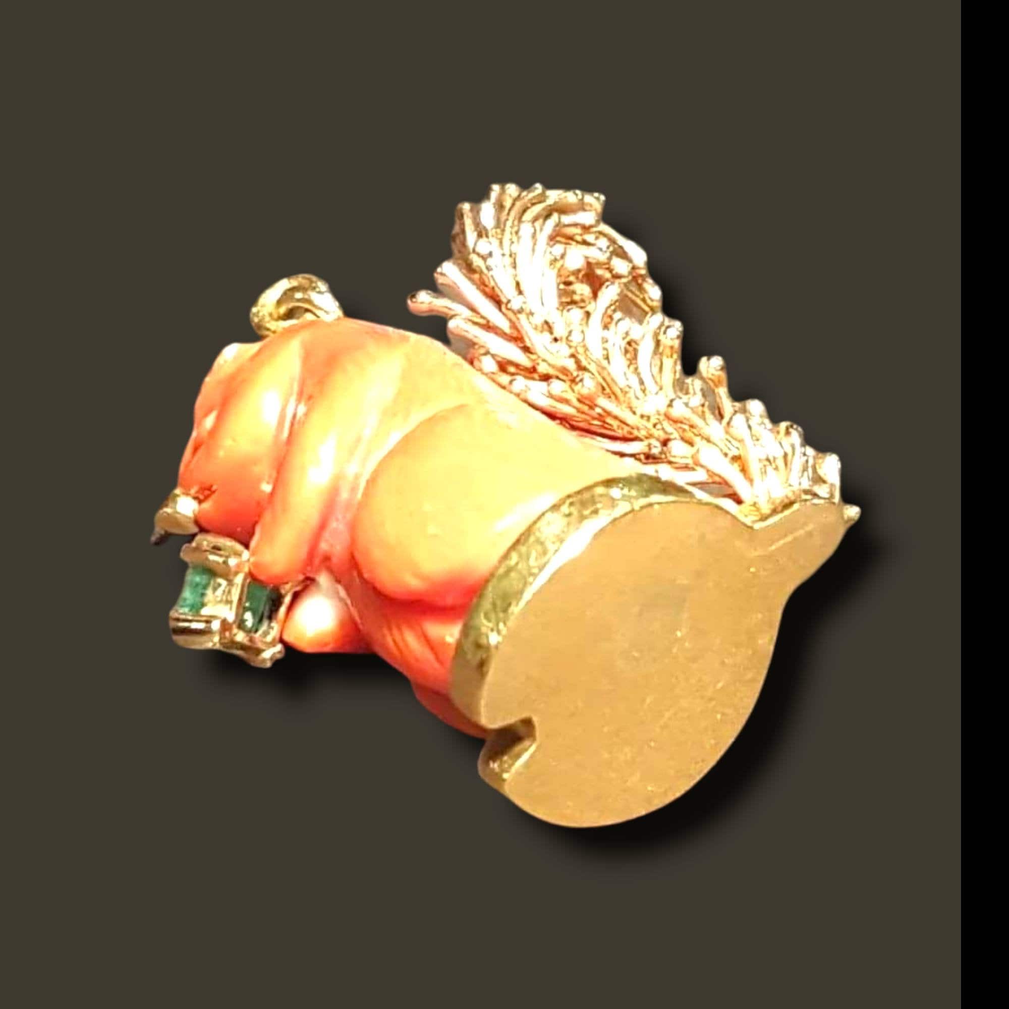 Coral squirrel pendant