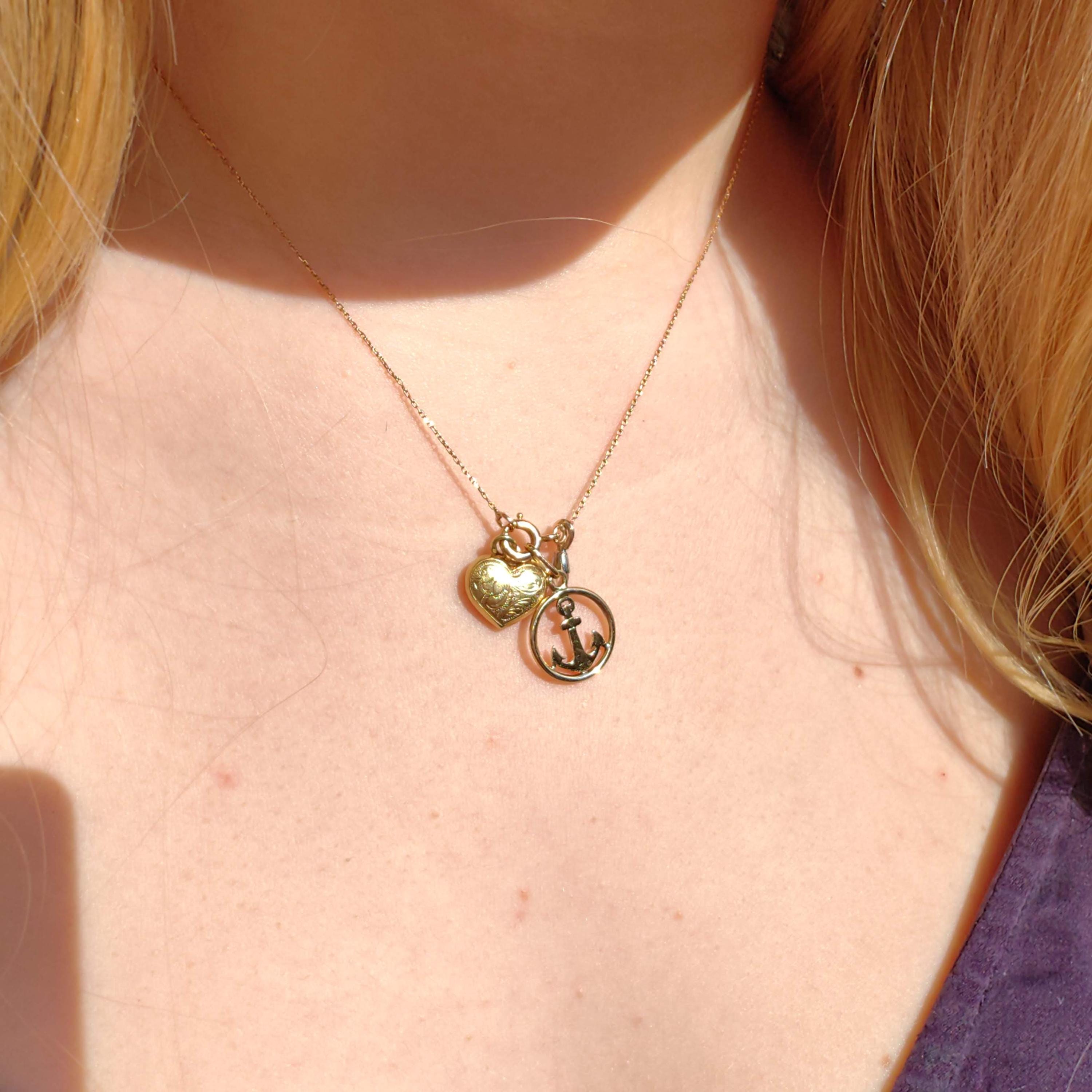 Antique 14k Solid Yellow Gold Anchor Dainty Pendant Nautical Sea Ship Charm for Bracelet or Necklace Gift Present