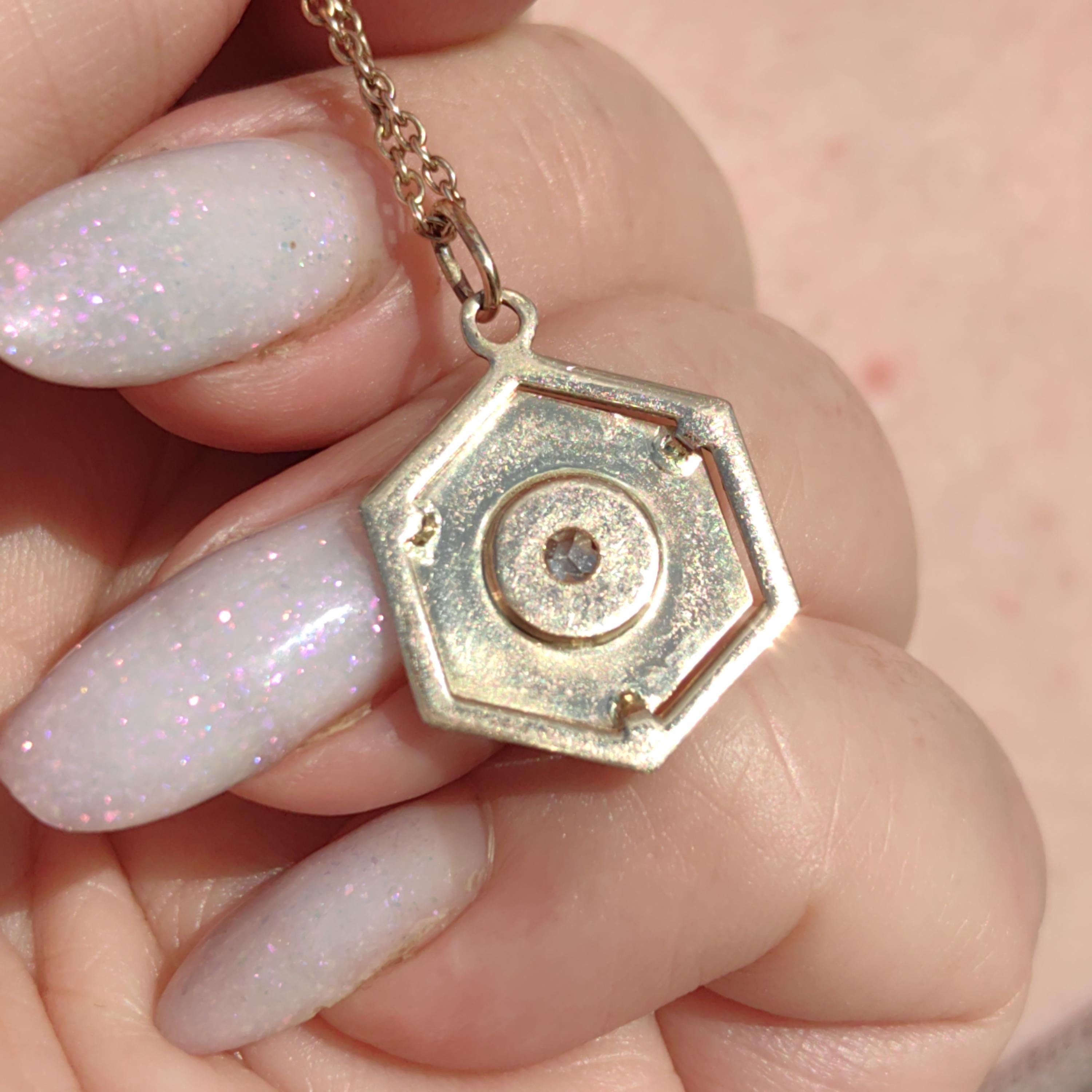 Diamond 14k Solid Yellow Gold Davids Star Jewish Judaica Vintage Antique Elegant Hand Carved Chiseled Pendant Charm Gift for Her