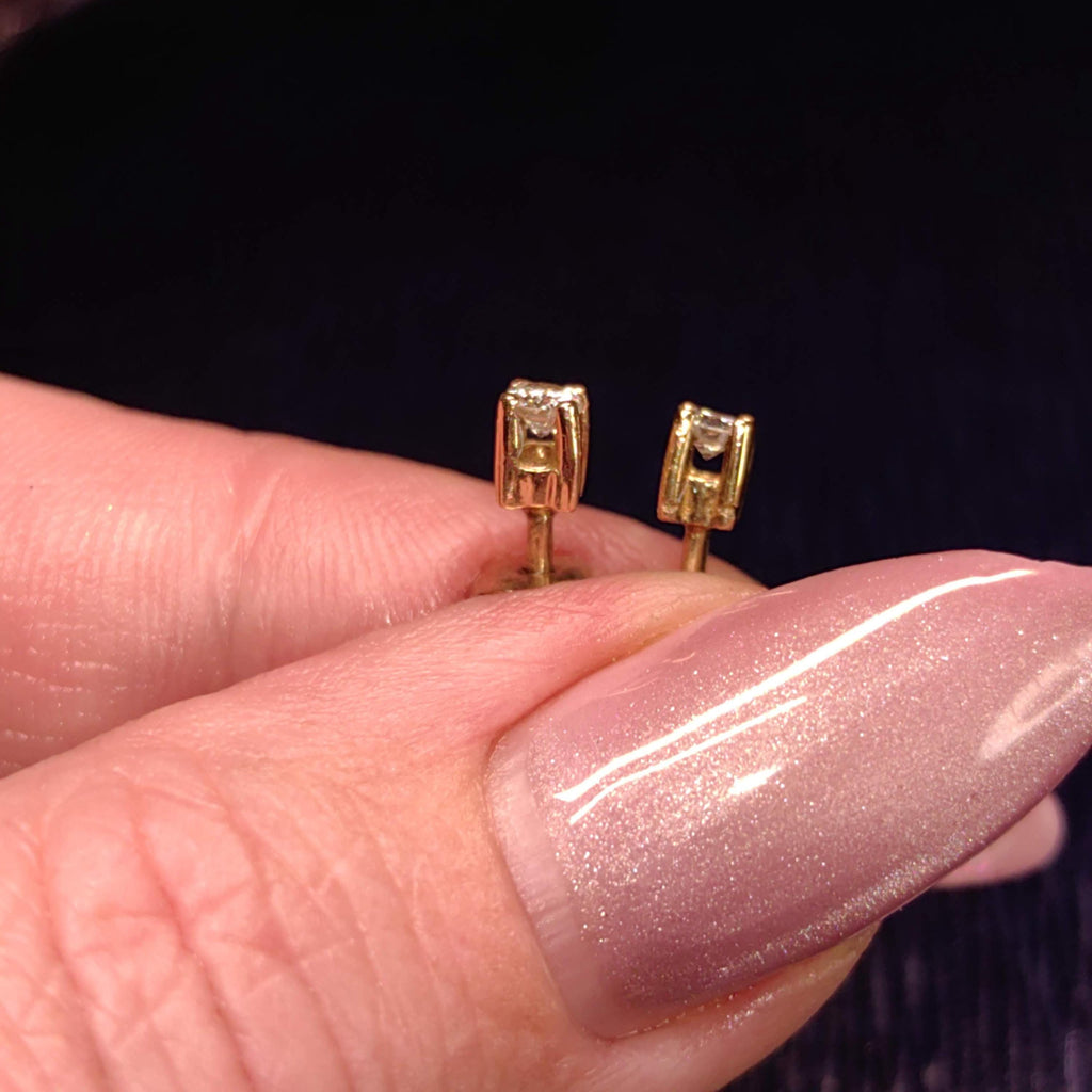 Vintage 0.18ct Diamond Solitaire Natural Elegant Classic Stud Earrings 14k  Yellow Gold Solitaire Earrings Gift for Her girlfriend Wedding