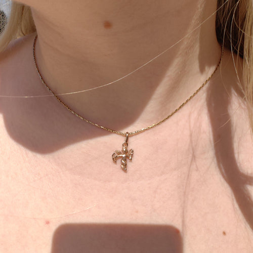 14k Solid Yellow Gold Cherub Pendant Vintage Cupid Cute Angel Love Charm for Bracelet or Necklace Gift for Her Present
