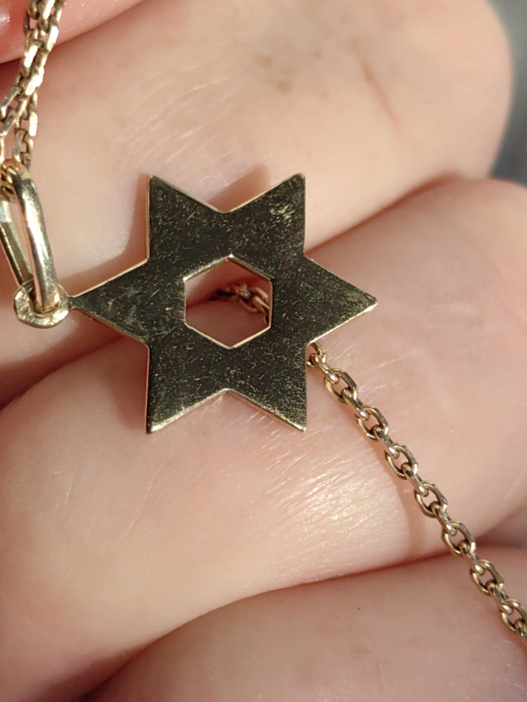Vintage 14k Gold Star of David Pendant: Blue Enamel Judaica Charm