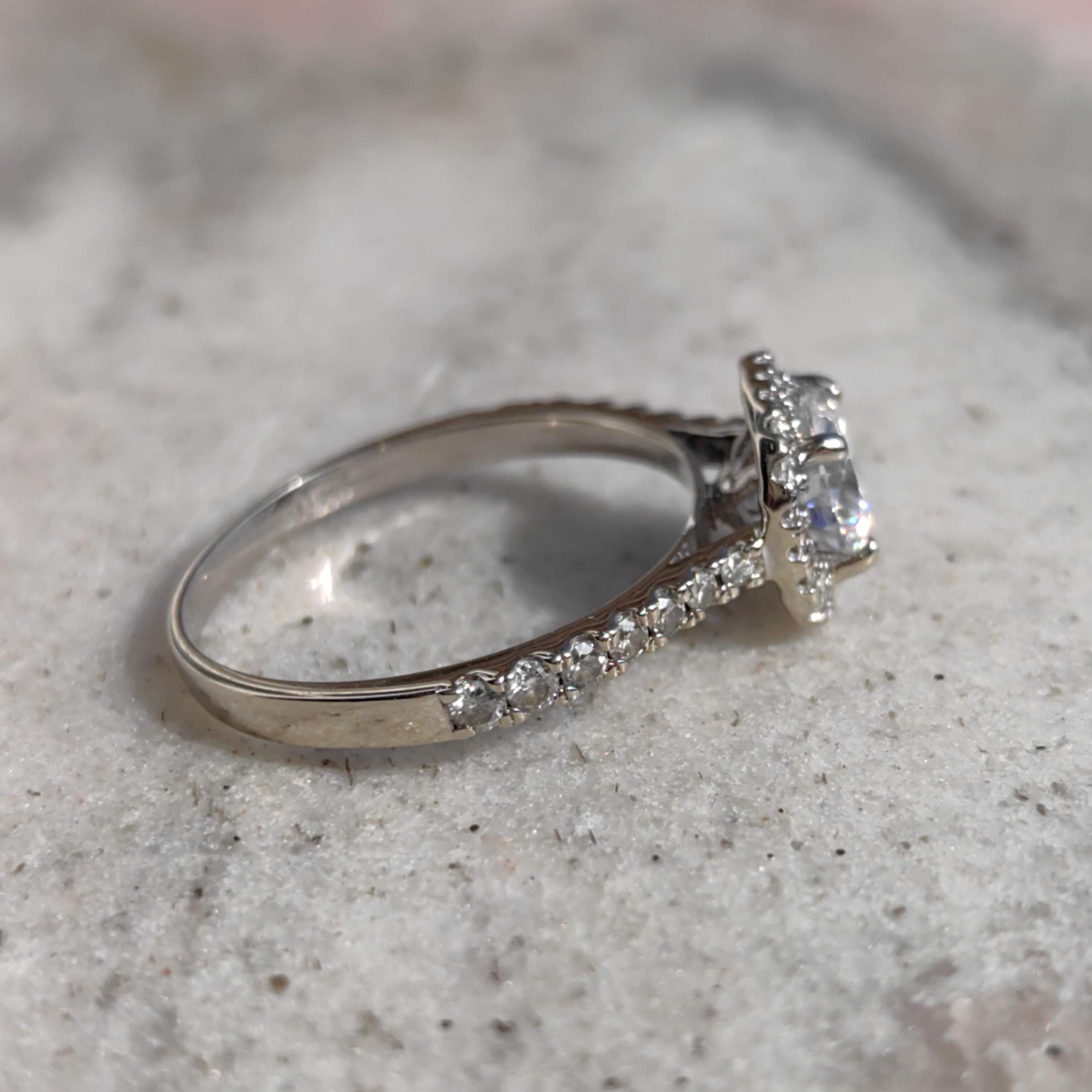 Vintage 10k White Gold Cubic Zirconia Cluster Engagement Ring - Size 6.5