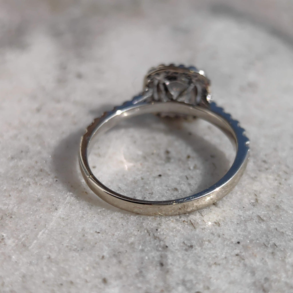 Vintage 10k White Gold Cubic Zirconia Cluster Engagement Ring - Size 6.5