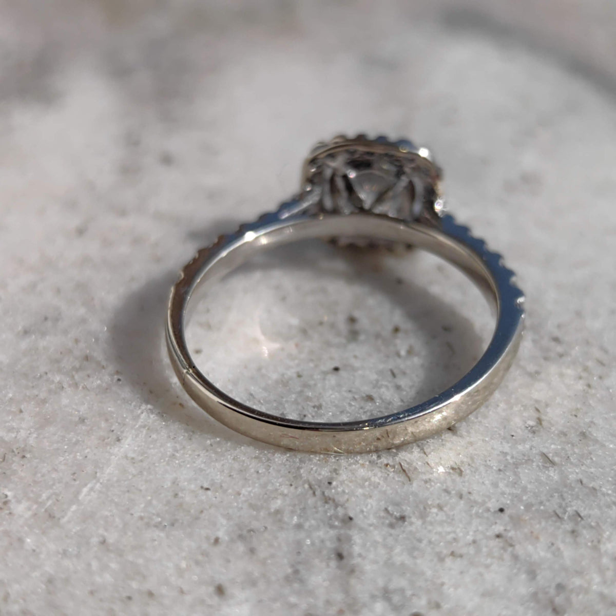 Vintage 10k White Gold Cubic Zirconia Cluster Engagement Ring - Size 6.5