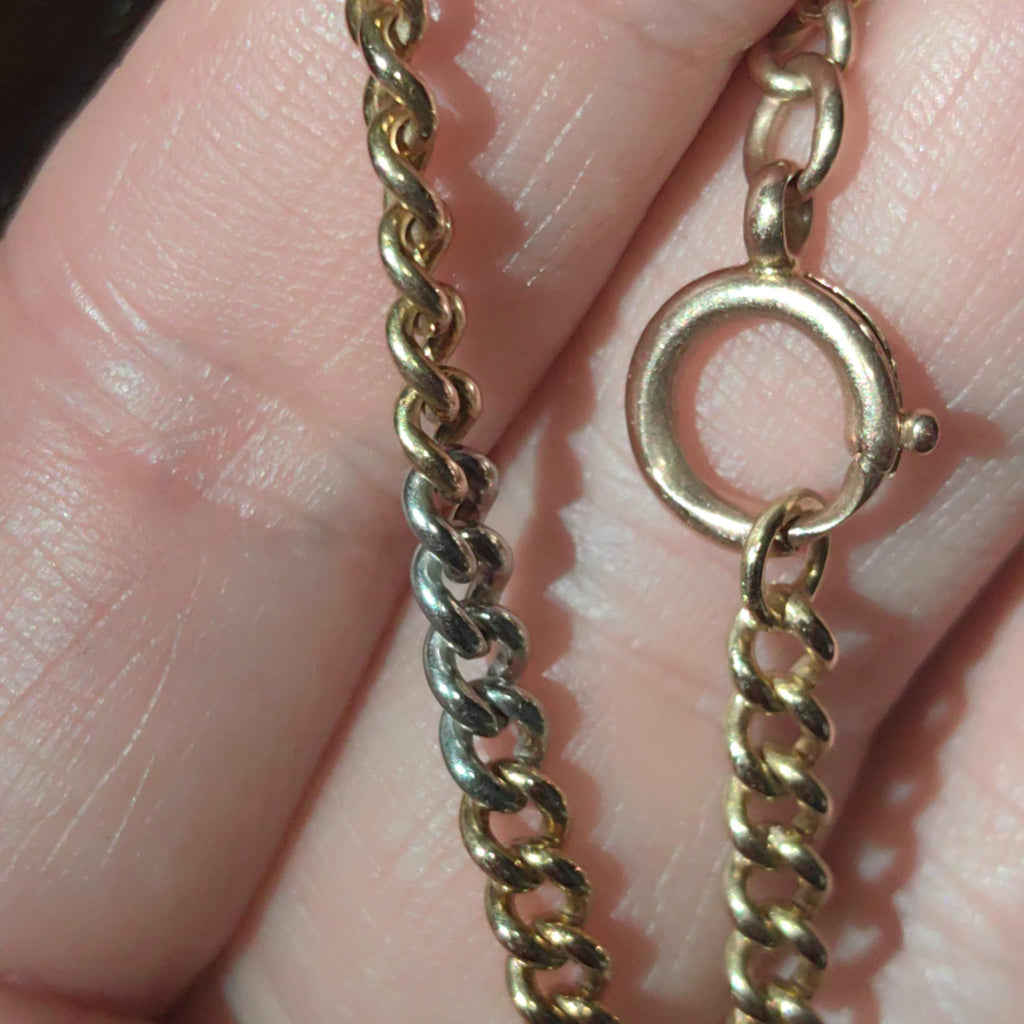 14k Two-Tone Gold Link Bracelet: Handmade Unisex Charm Bracelet