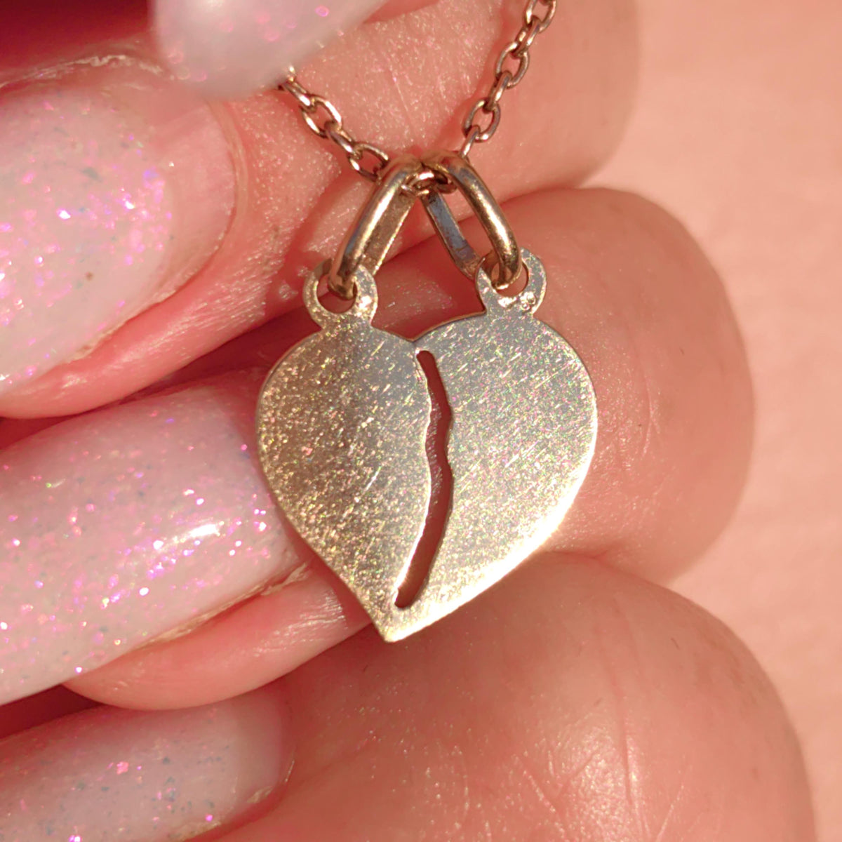 14k Yellow Gold Broken Heart Pendant: Vintage Romantic Medal