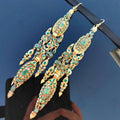 Antique Rococo Emerald Earrings: 18k Gold Baroque Dangle Earrings