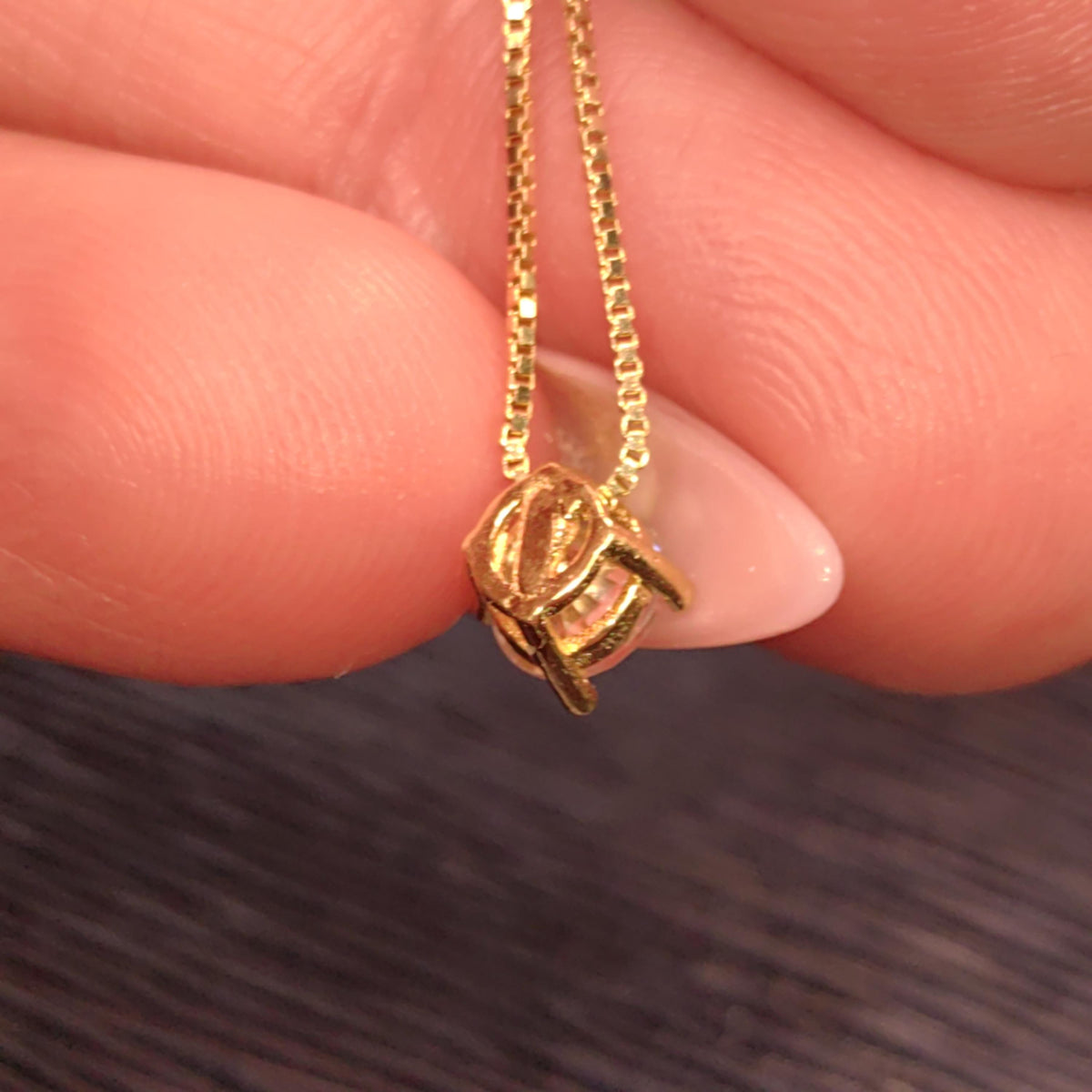 Diamond Solid 14k Solid Gold Vintage solitaire pendant Gift for Her Elegant Dainty Classic Necklace