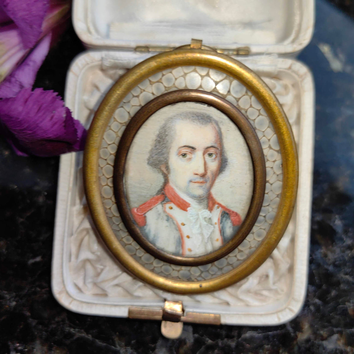 Antique Late 18th Century Vintage Miniature Southern European Hand Painted Portrait Pendant