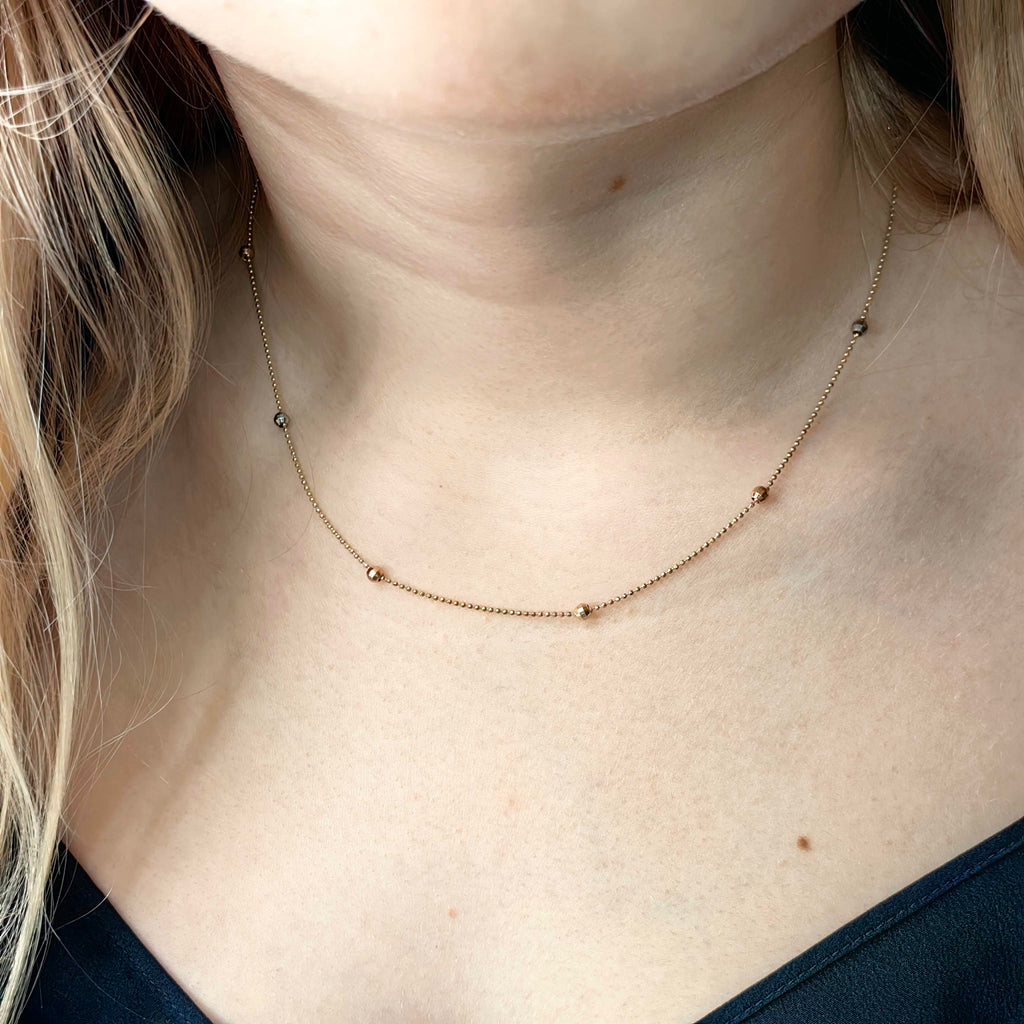 Vintage 10k Gold 42 cm Beaded Chain