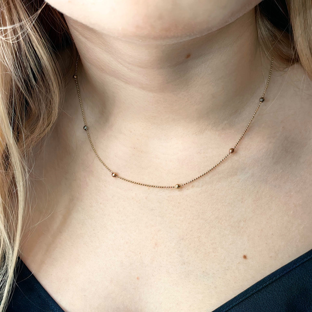 Vintage 10k Gold 42 cm Beaded Chain