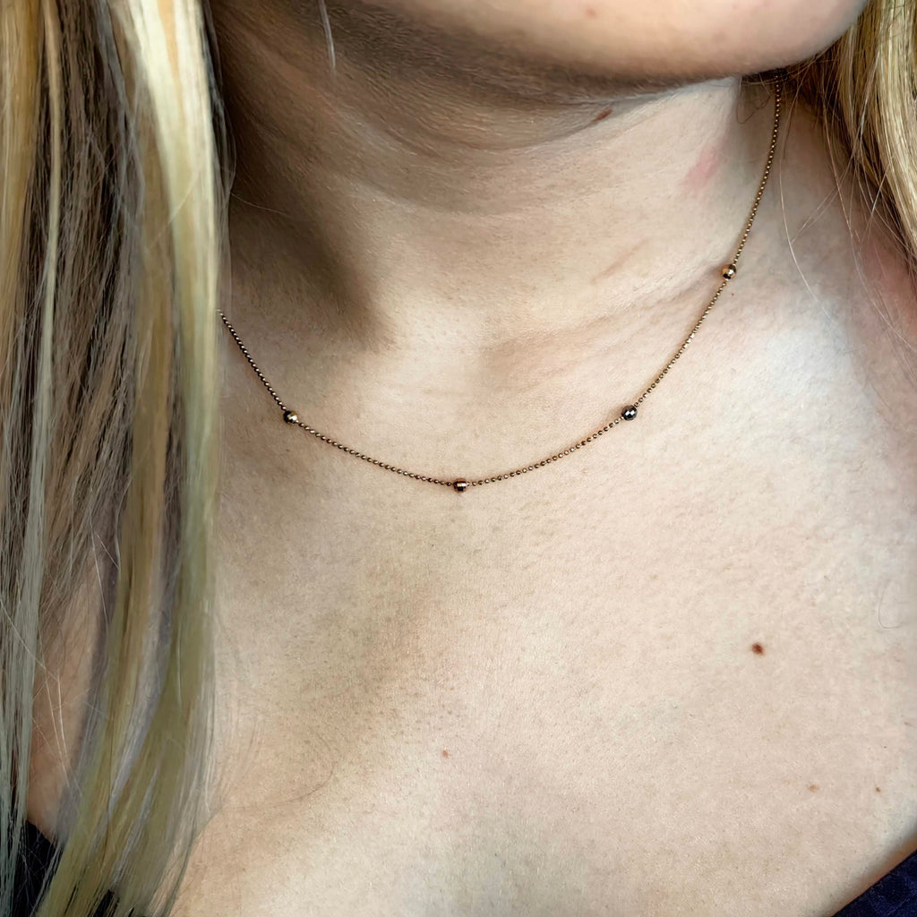 Vintage 10k Gold 42 cm Beaded Chain