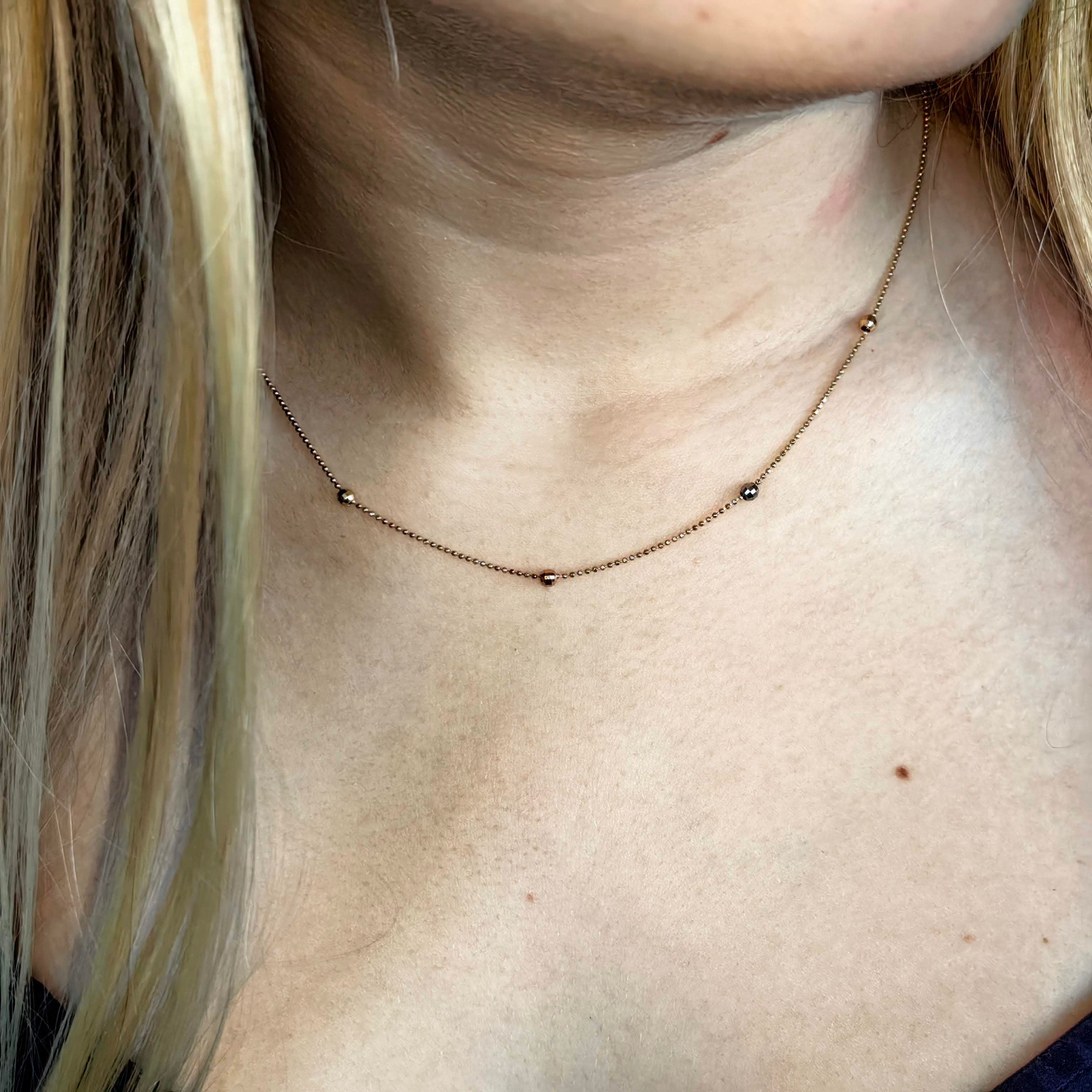 Vintage 10k Gold 42 cm Beaded Chain